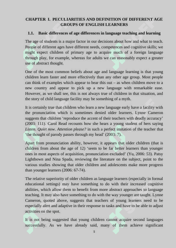 PECULIARITIES AND DEFINITION OF DIFFERENT AGE GROUPS OF ENGLISH LEARNERS 5