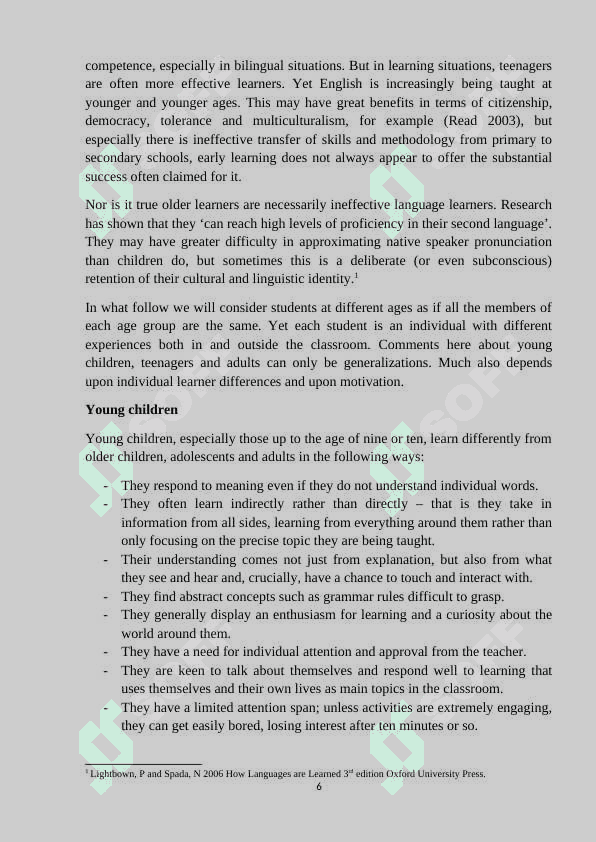 PECULIARITIES AND DEFINITION OF DIFFERENT AGE GROUPS OF ENGLISH LEARNERS 6