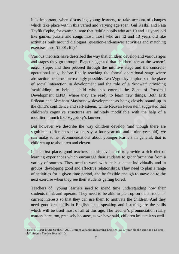 PECULIARITIES AND DEFINITION OF DIFFERENT AGE GROUPS OF ENGLISH LEARNERS 7