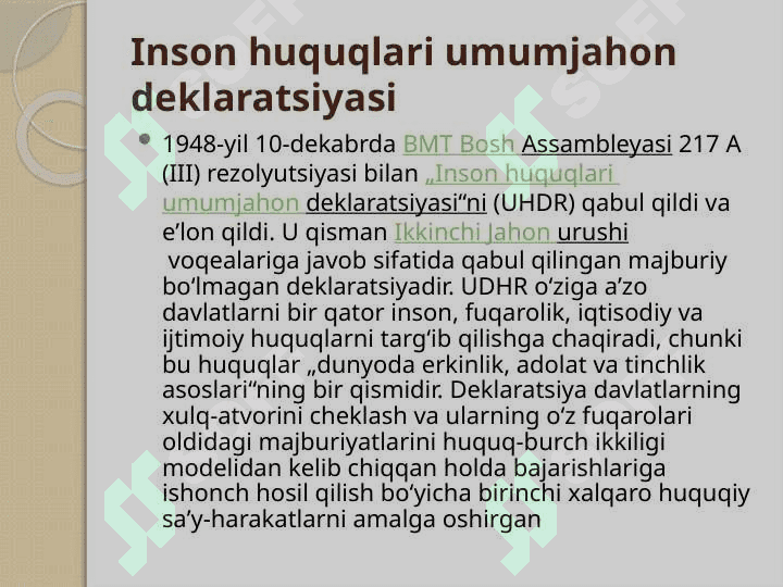 INSON HUQUQLARI HAQIDA XALQARO BILIM 6