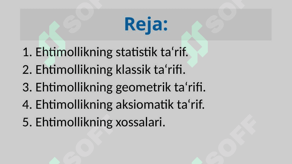 Ehtimollik ta’riflari 2