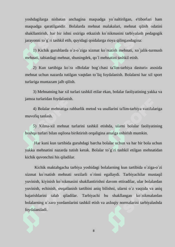 Maktabgacha yoshidagi bolalarda kun tartibi 8