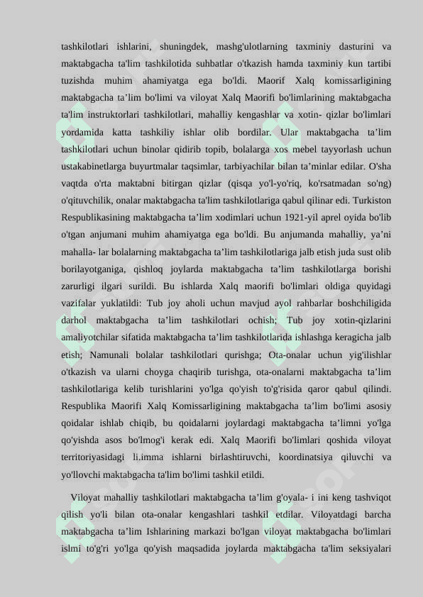 Maktabgacha ta’limi bo’limlari va maktabgacha ta’lim tashkilotlarini nazorat qilish. 7