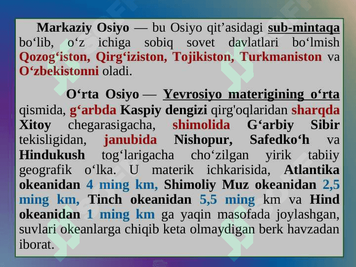 O‘zbekistonning tarixiy geografik o‘rni va tabiiy iqlim sharoitlari 2
