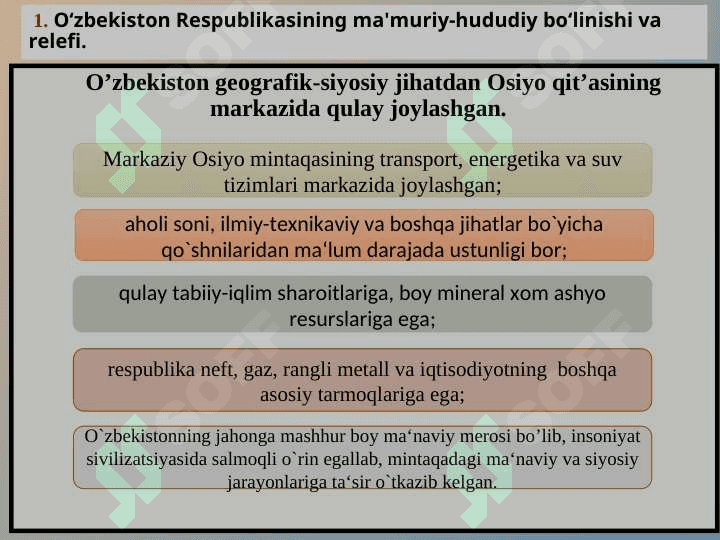 O‘zbekistonning tarixiy geografik o‘rni va tabiiy iqlim sharoitlari 3