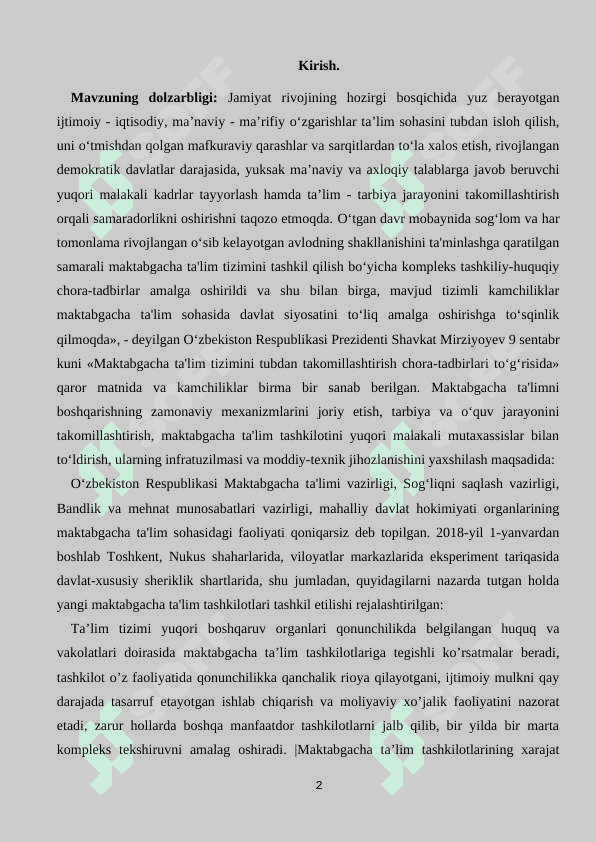 Maktabgacha ta’limni boshqarishning nazariy asoslari 2