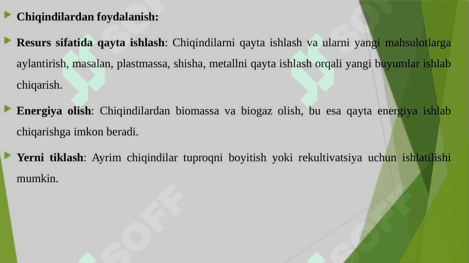CHIQINDILARNI ZARARSIZLANTIRISH VA ULARDAN FOYDALANISH 4