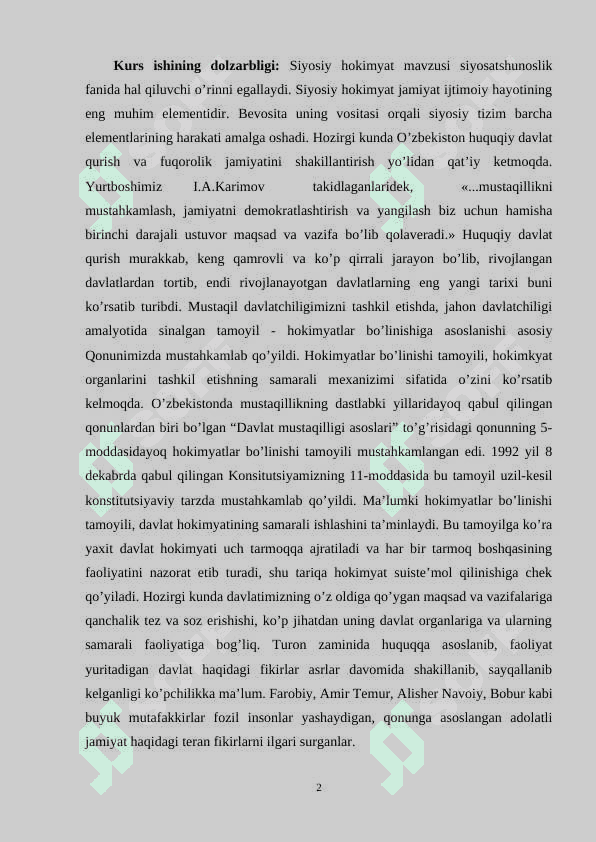 Mustaqil O'zbekistonda hokimiyatlar bo'linishi prinsipi 2