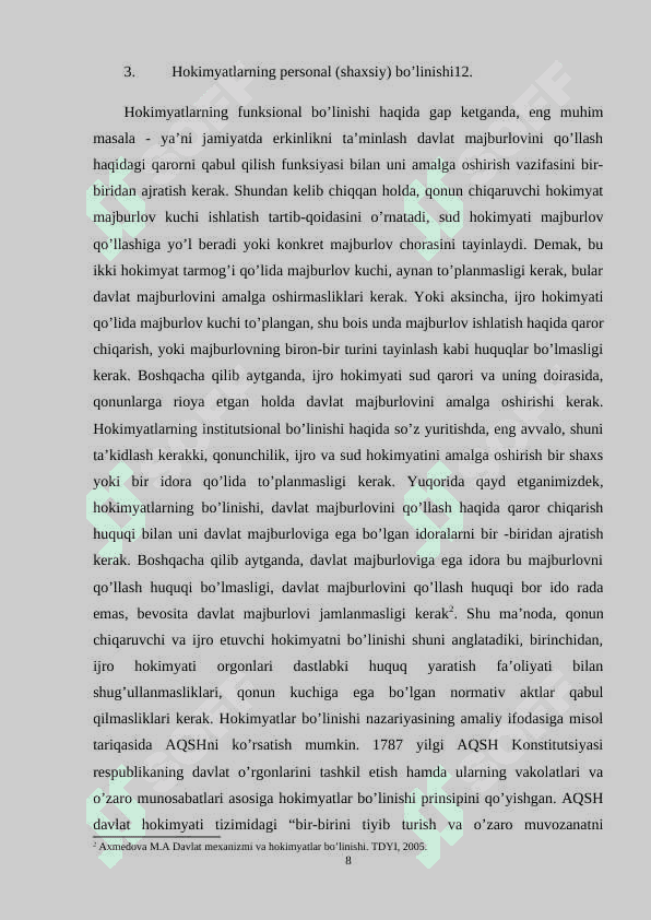 Mustaqil O'zbekistonda hokimiyatlar bo'linishi prinsipi 8