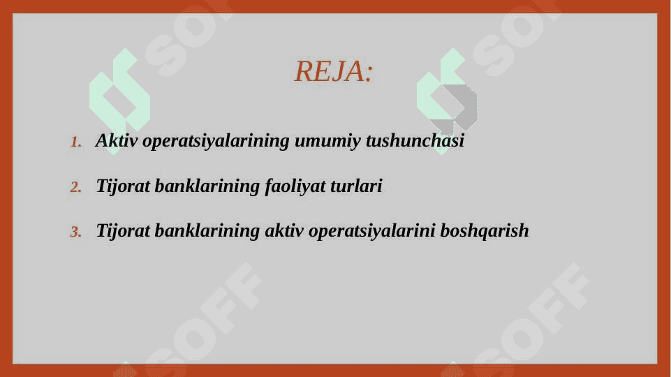 Tijorat banklarining aktiv operatsiyalari. 2