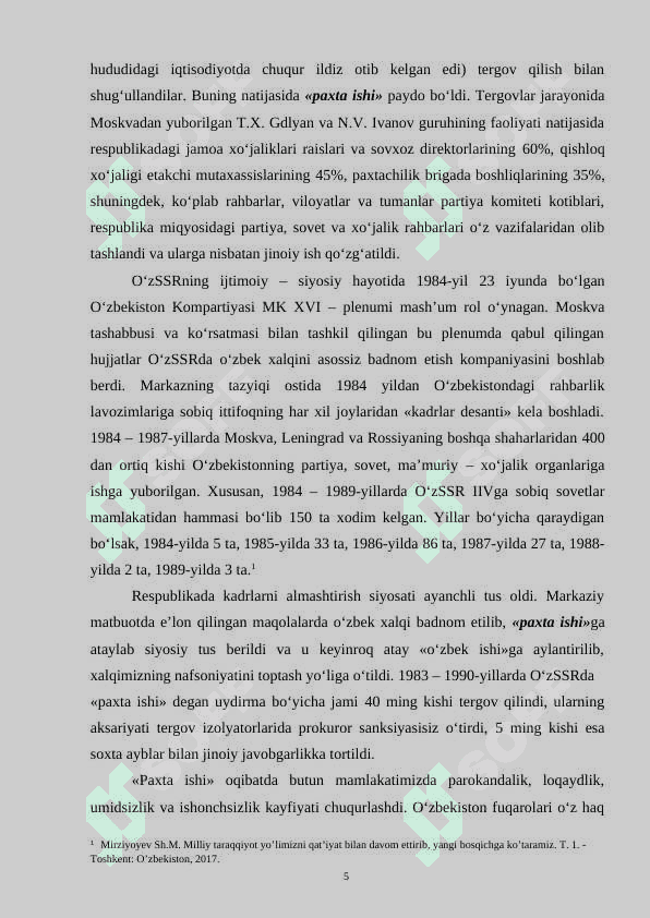O‘zbekiston mustaqillik yo‘lida (1985-1989-yillar). 5