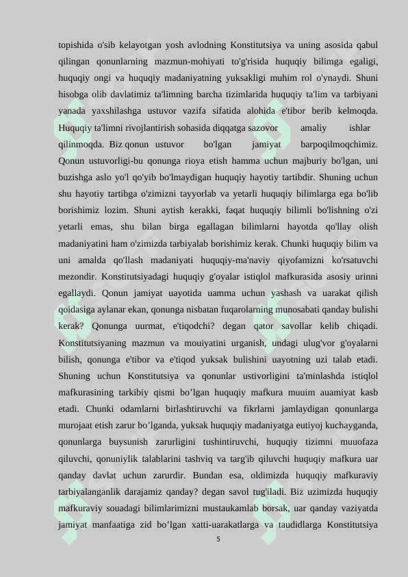 O‘zbekiston Respublikasi Konstitutsiyasi 5
