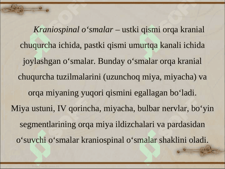 Kraniospinal o'smalar 2