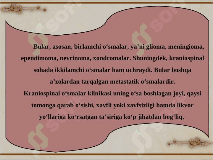 Kraniospinal o'smalar 3