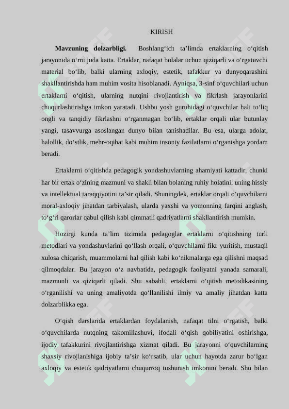 Oʻqish darslarida ertak oʻtish uslubiyati(3-sinf) 3