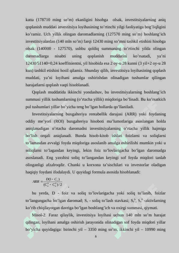 O’ZBEKISTON RESPUBLIKASI INVISTITIYA SIYOSATI 6