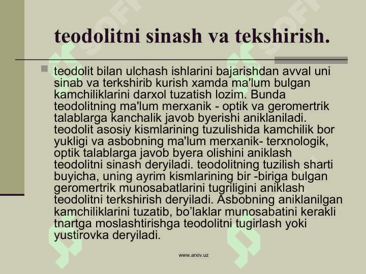 Teodolit bilan plan olish 6