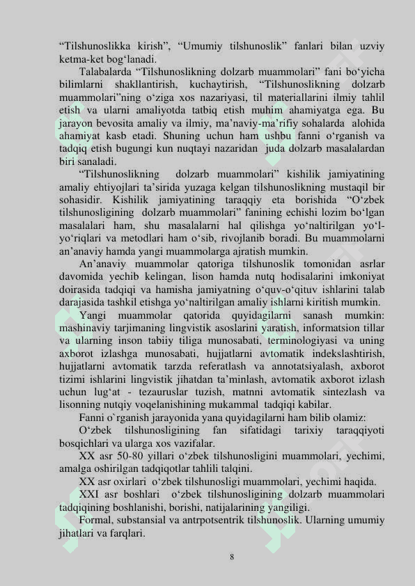 tilshunoslikning dolzarb muammolari 8