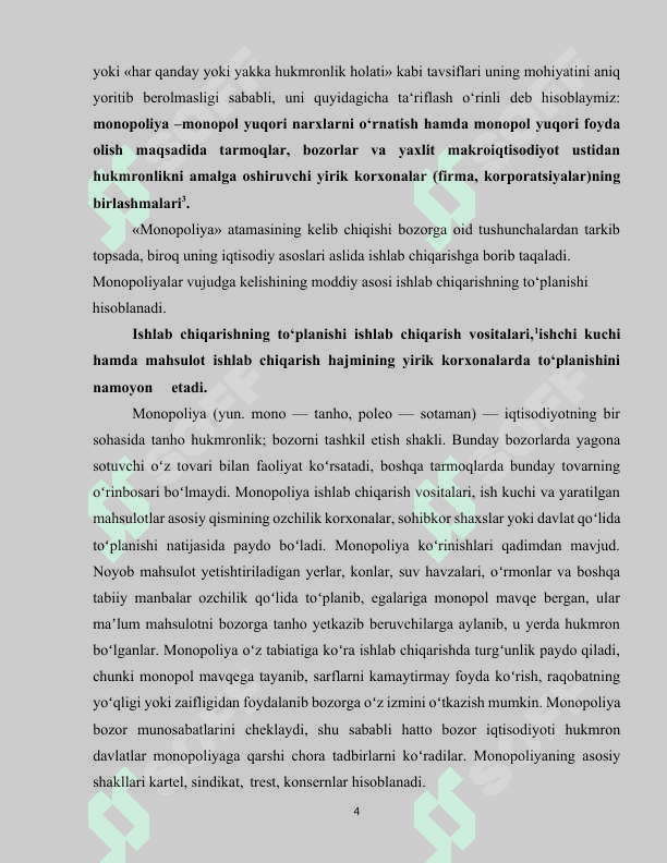 Monopoliyalar ularning amal qilish va tartibga solish xususiyatlari 4