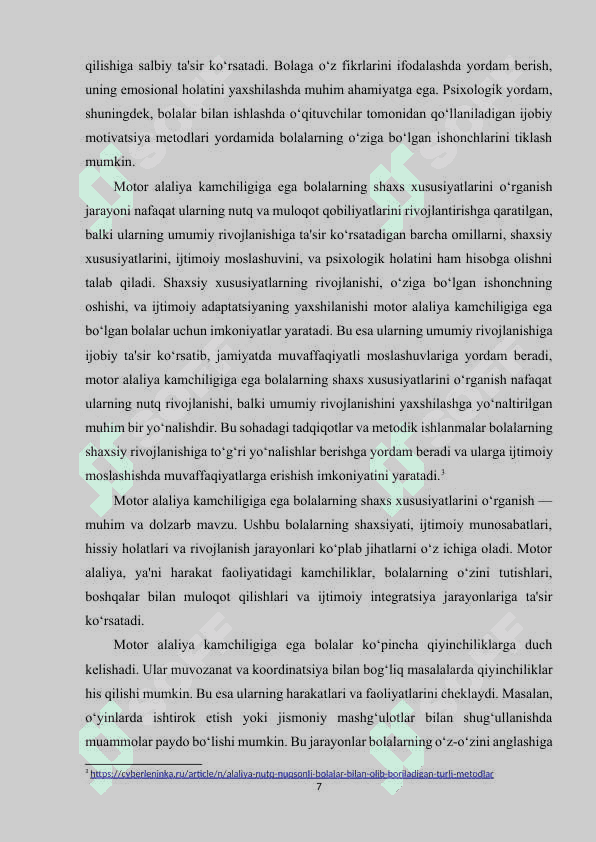 Motor alaliya kamchiligiga ega bolalarning shaxs xususiyatlari 7