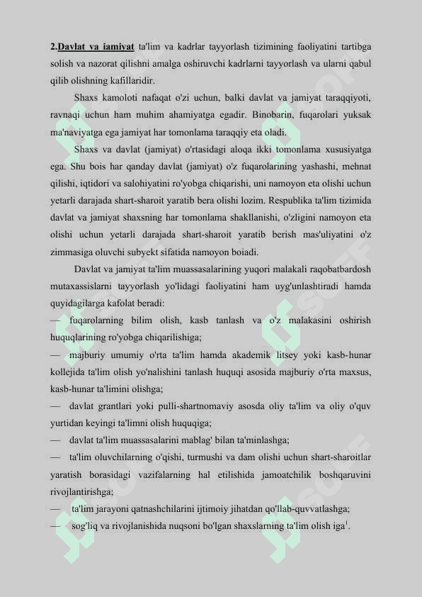 O’zbekiston Respublikasi ta’lim tizimi. Pedagogika shaxs tarbiyasi va rivojlanishi to’g’risidagi fan. Ilmiy-pedagogik tadqiqotlar metodologiyasi va metodlari. Shaxsning rivojlanishi, tarbiyasi va ijtimoiylashuvi. Yaxlit pedagogik jarayon. 7