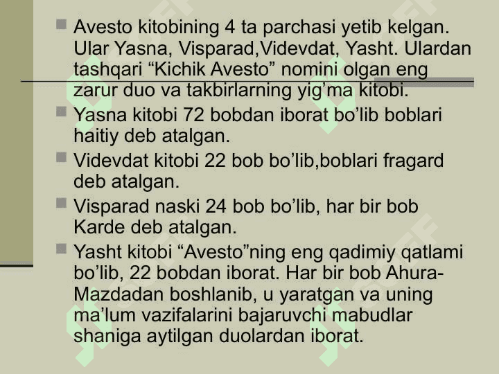 Avesto”-kitobi O’zbekiston xalqlari tarixini o’rganishda muhim manba 7