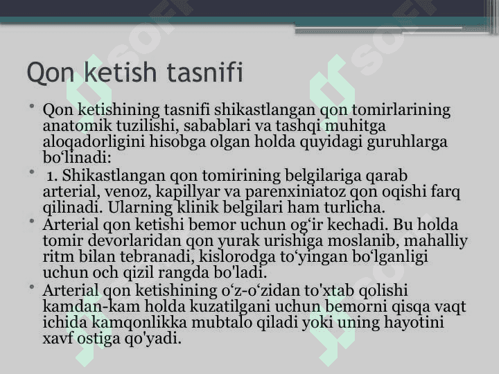 Qon ketishi va qon yo'qotish 2