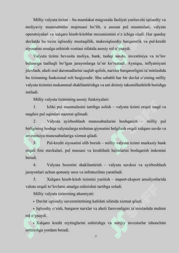 milliy valyuta tizimi va uning elementlari 7