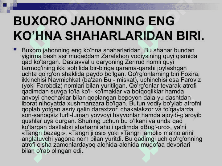 MUSTAQILIK YILLARIDA BUXORO 2