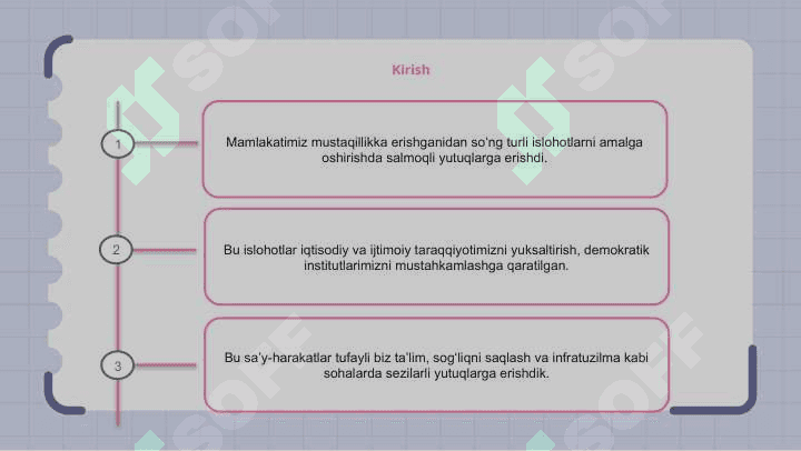 Mustaqillikning dastlabki yillaridan boshlab islohotlarning amalga oshirilishi 2