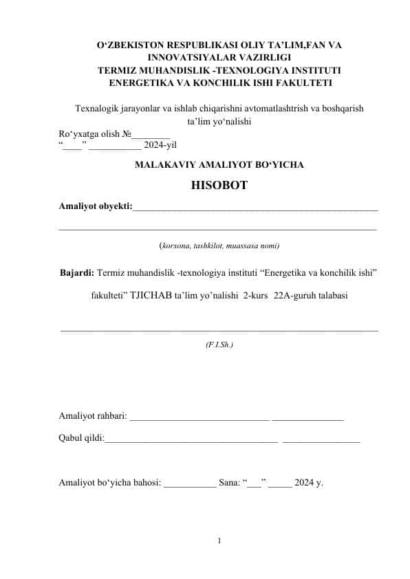 “DEHQONOBOD KALIY ZAVODI” АJ. amaliyot hisoboti