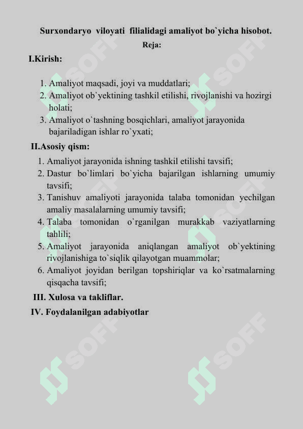 «GROSS SUG’URTA KOMPANIYASI» AJ. Amaliyot hisoboti 2