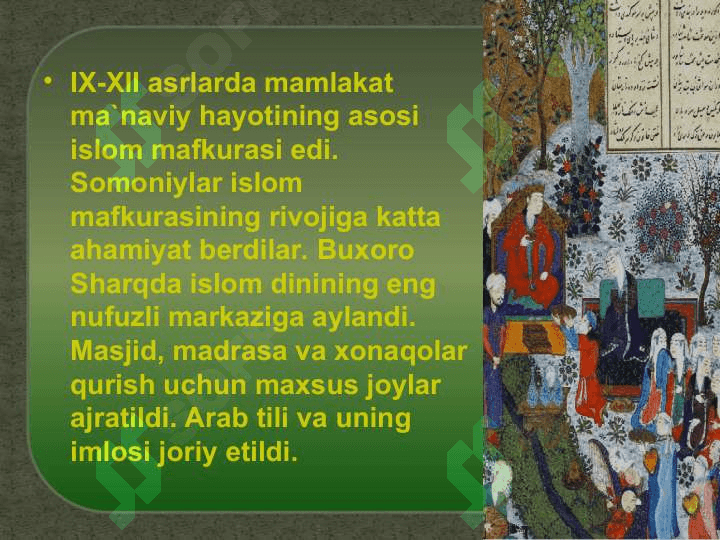 IX-XII asrlarda fan, ta`lim, adabiyot, me`moriy obidalar 5