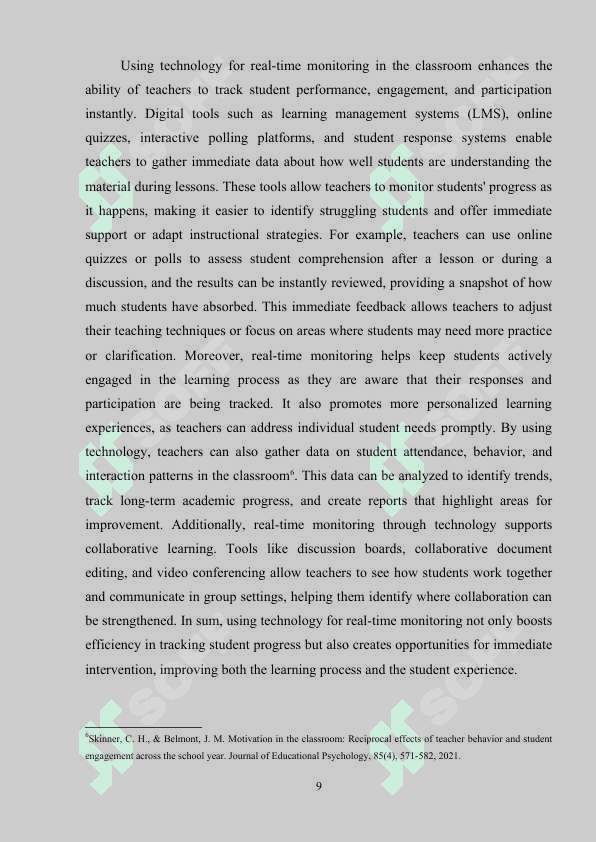 MONITORING SENIOR SCHOOL STUDENTS IN THE CLASSROOM 8