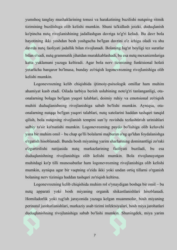 Logonevroz kamchiligiga ega bolalarning shaxs xususiyatlari 7