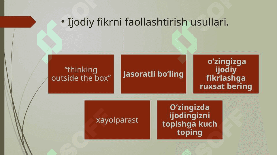Innovatsiyon jarayonlarni faollashtirish uslublari. 2