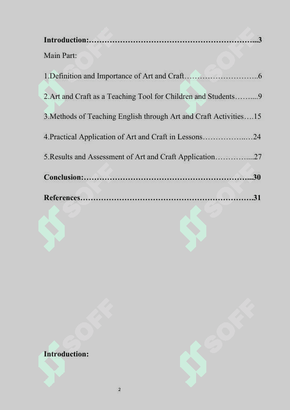 Teaching English through art and craft activities  COURSE WORK 2