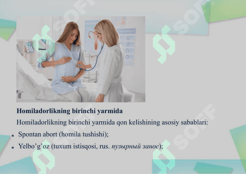 Homiladorlikning 1 yarimida qon ketishi 2