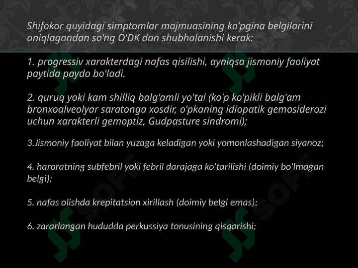 O'pka disseminatsiyasini qiyosiy tashxislash 8