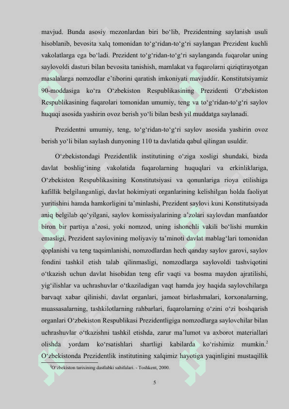 O'zbekistonda Prezidentlik institutining joriy etilishi 5