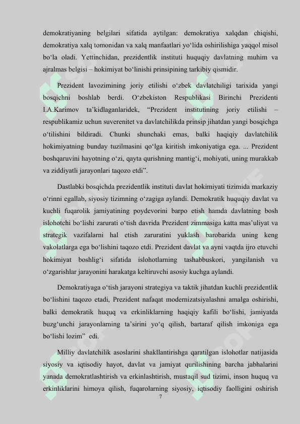 O'zbekistonda Prezidentlik institutining joriy etilishi 7