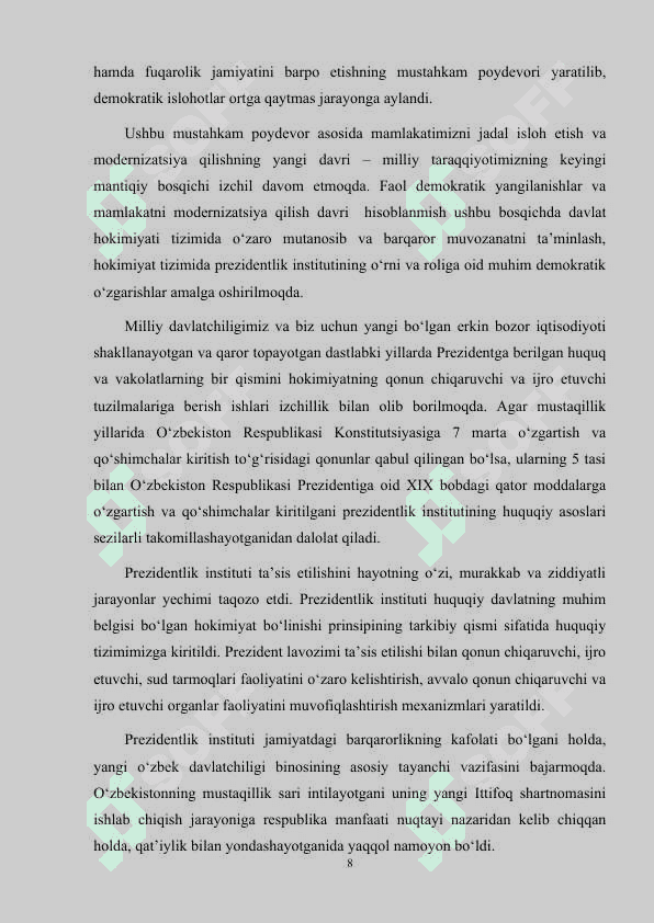 O'zbekistonda Prezidentlik institutining joriy etilishi 8
