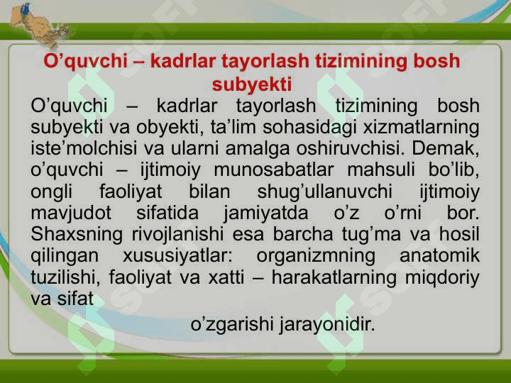 O’quvchi tarbiyasining ob’yekti va sub’yekti 3