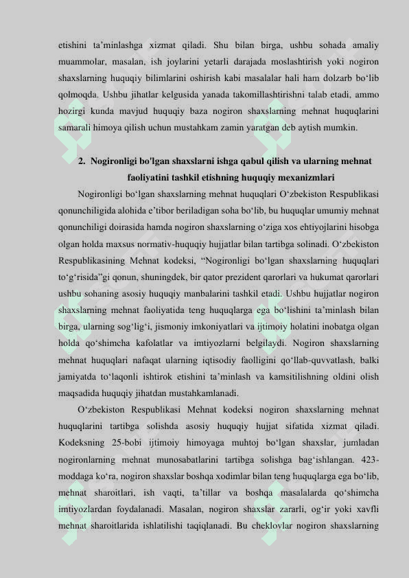 Nogironligi bo‘lgan shaxslarning mehnatini huquqiy jihatdan tartibga solishning o‘ziga xos xususiyatlari 7