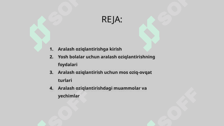 Yosh  Bollarni Aralash ovqatlantrish haqida 2