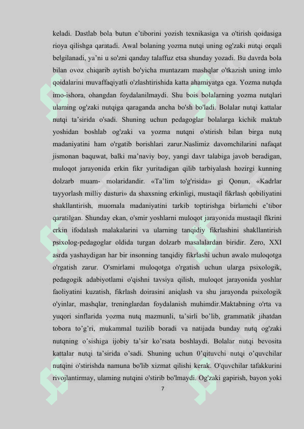 OTA-ONALAR BILAN ISHLASHNING O‘ZIGA XOSLIGI 7