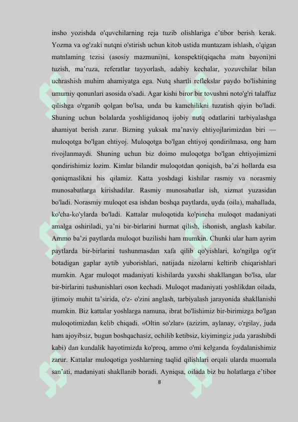 OTA-ONALAR BILAN ISHLASHNING O‘ZIGA XOSLIGI 8