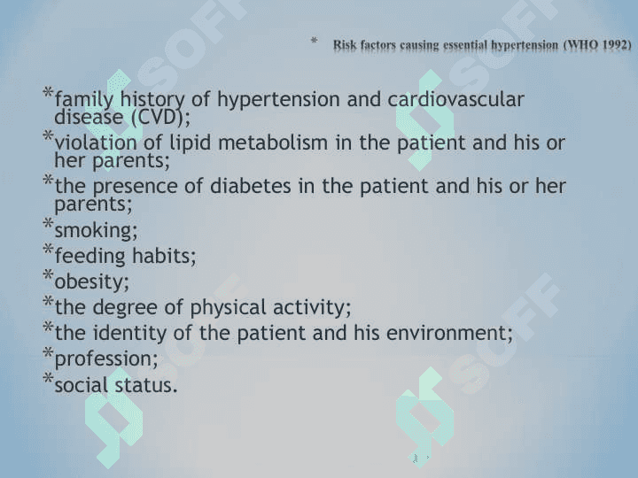 Differential diagnosis of arterial hypertension, therapy, emergency help and prevention 3