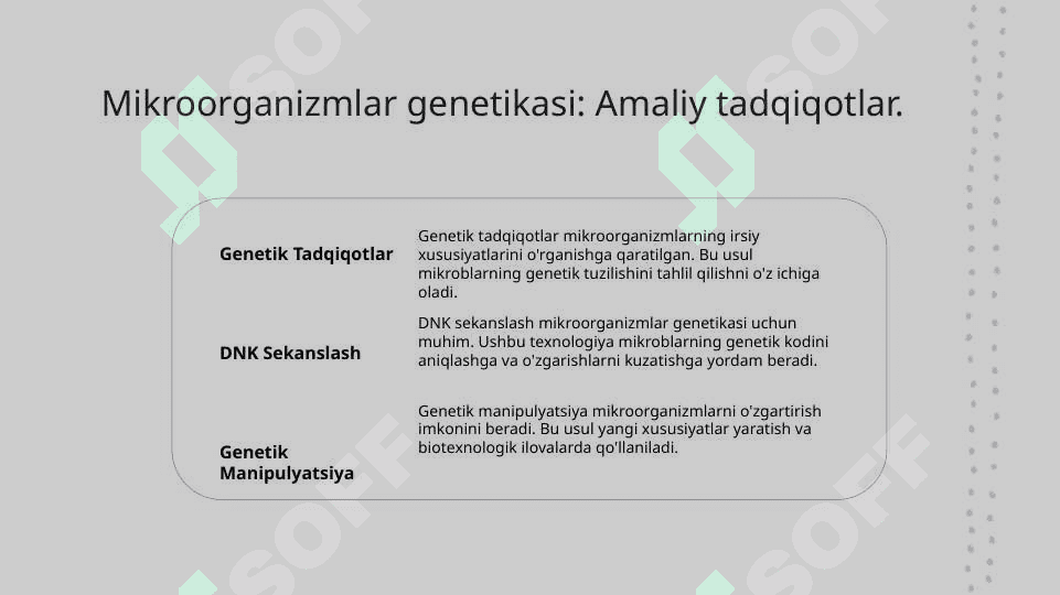 Mikroorganizmlar irsiyati. 8