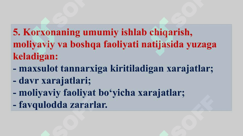 Korxona xarajatlari 6